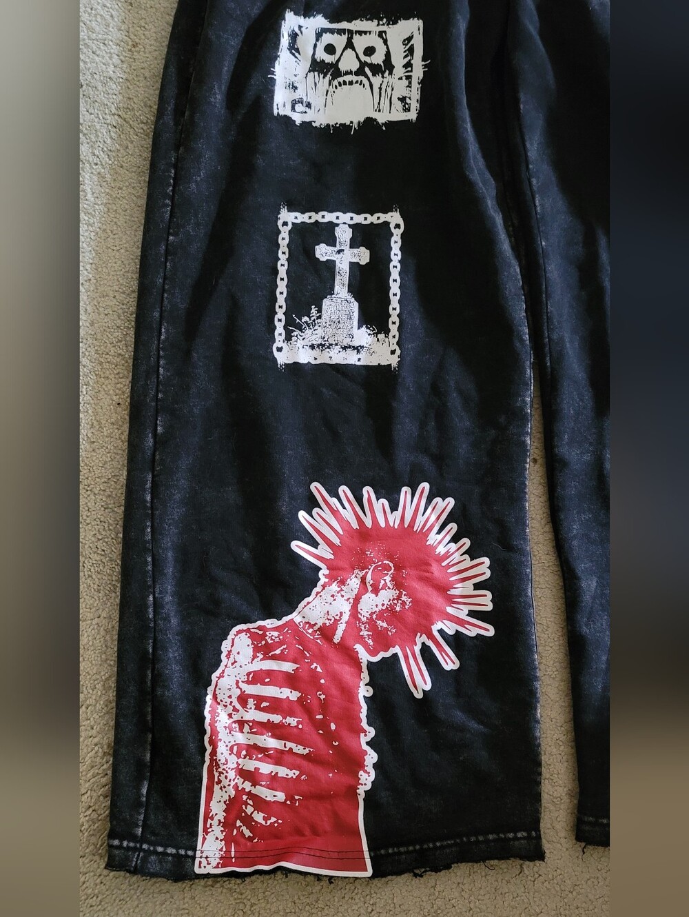 Black Graphic Punk Baggy Loungepants NWT Sealed - Picture 3 of 6